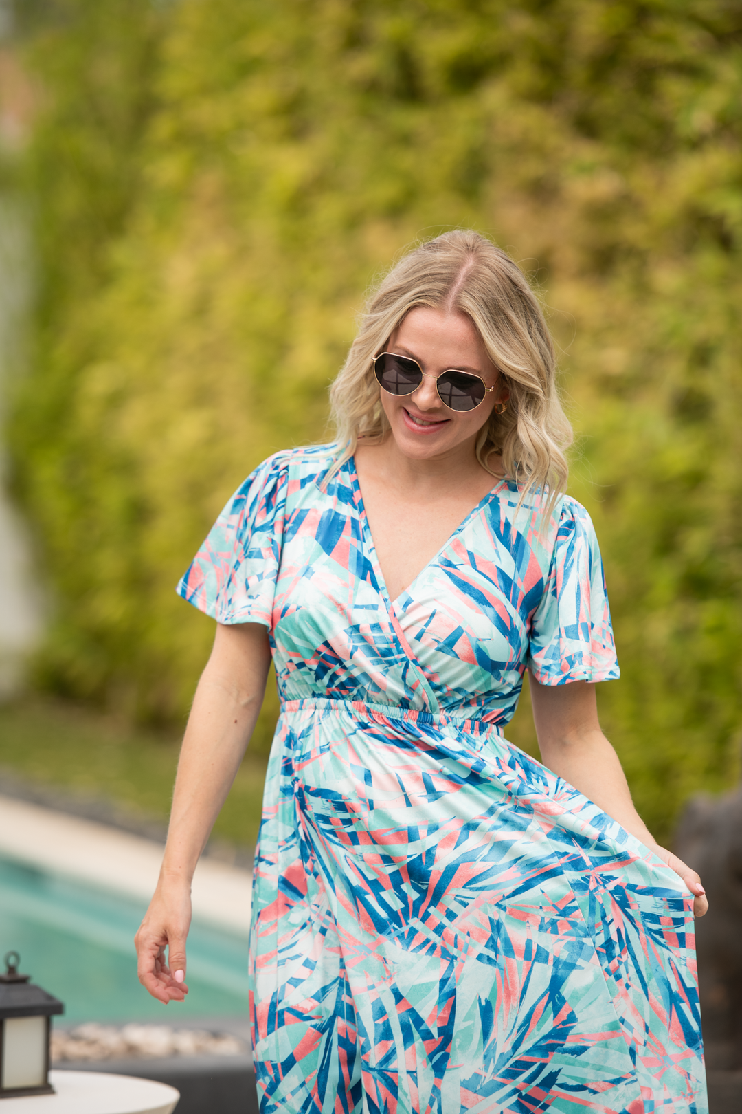 IN STOCK Millie Maxi Dress - Abstract Aqua Breeze FINAL SALE