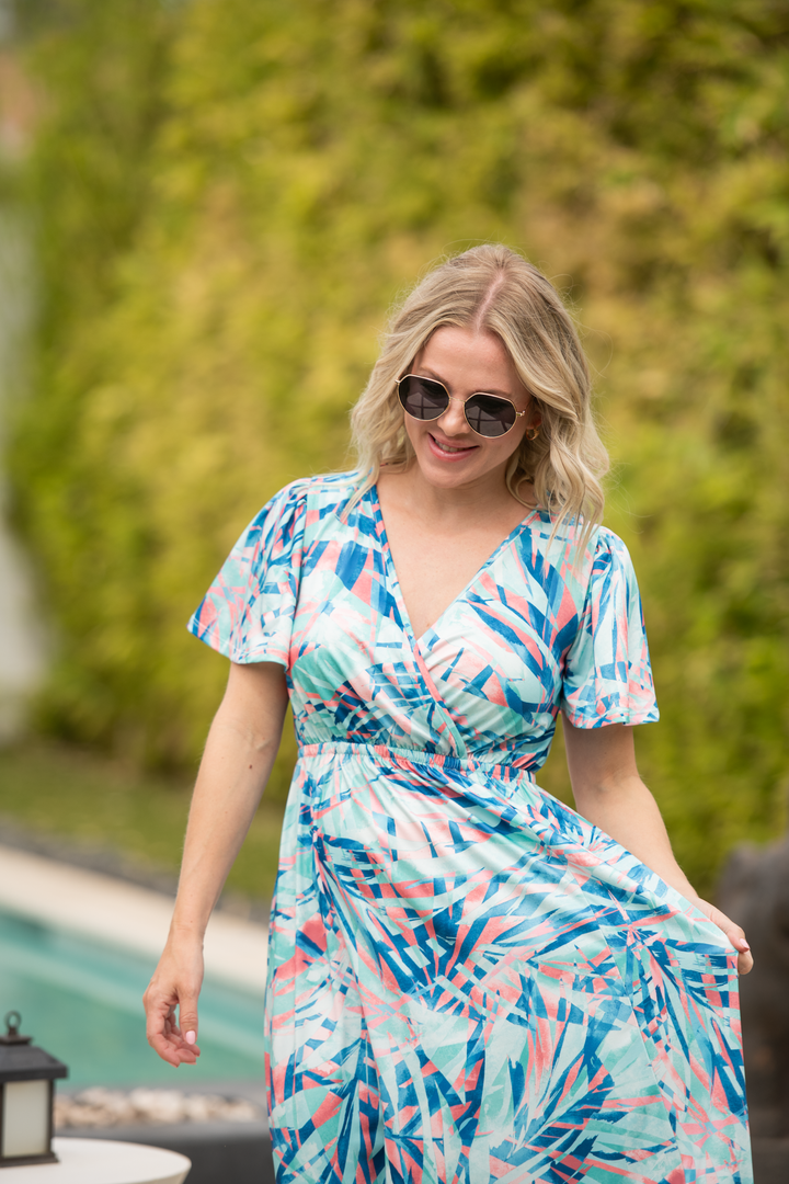 IN STOCK Millie Maxi Dress - Abstract Aqua Breeze FINAL SALE