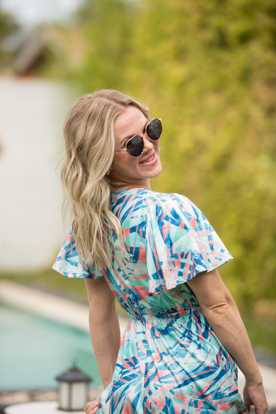 IN STOCK Millie Maxi Dress - Abstract Aqua Breeze FINAL SALE