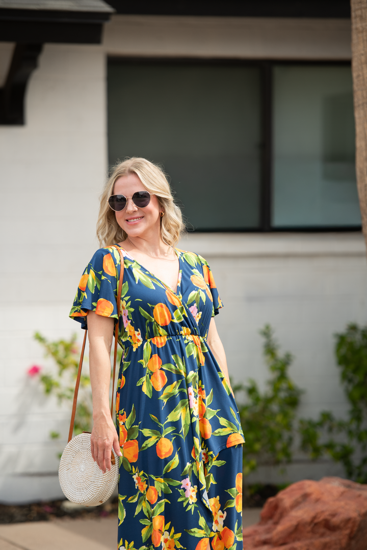 IN STOCK Harley High-Low Dress - Navy Citrus FINAL SALE