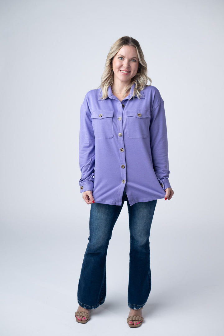 IN STOCK Brenna Button Down Top - Purple