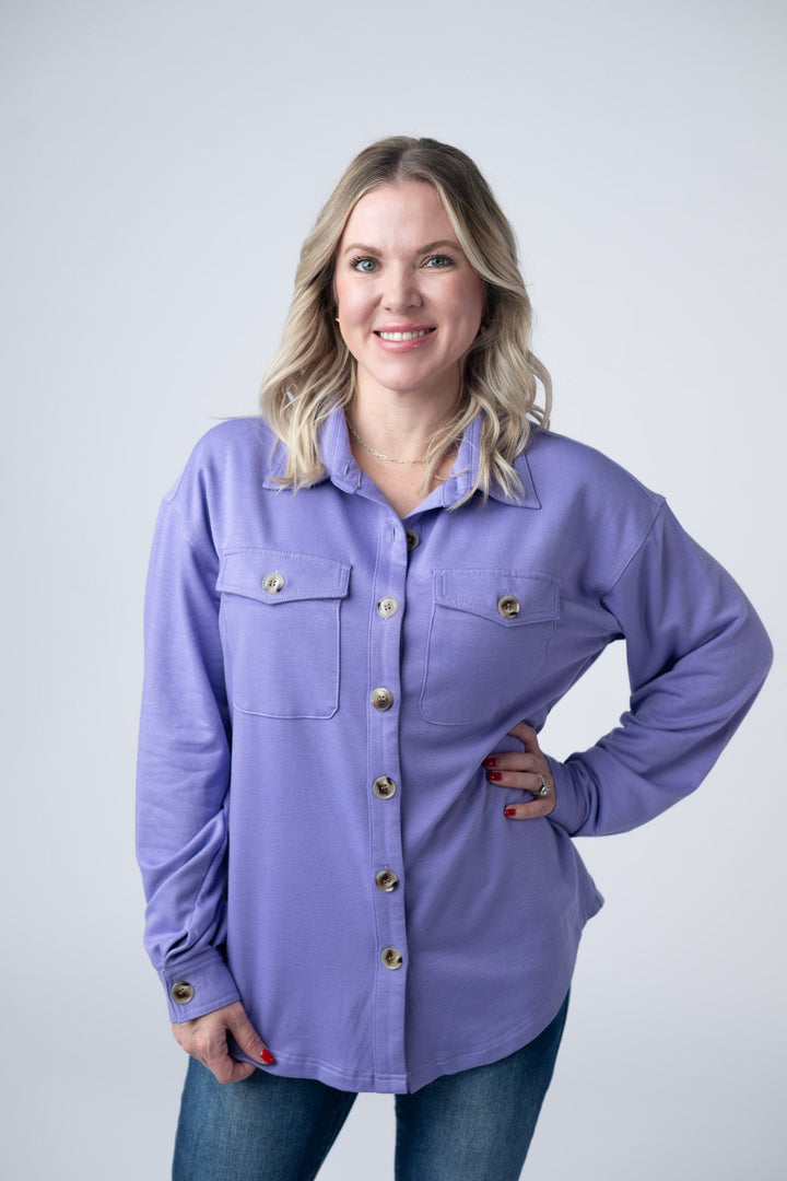 IN STOCK Brenna Button Down Top - Purple