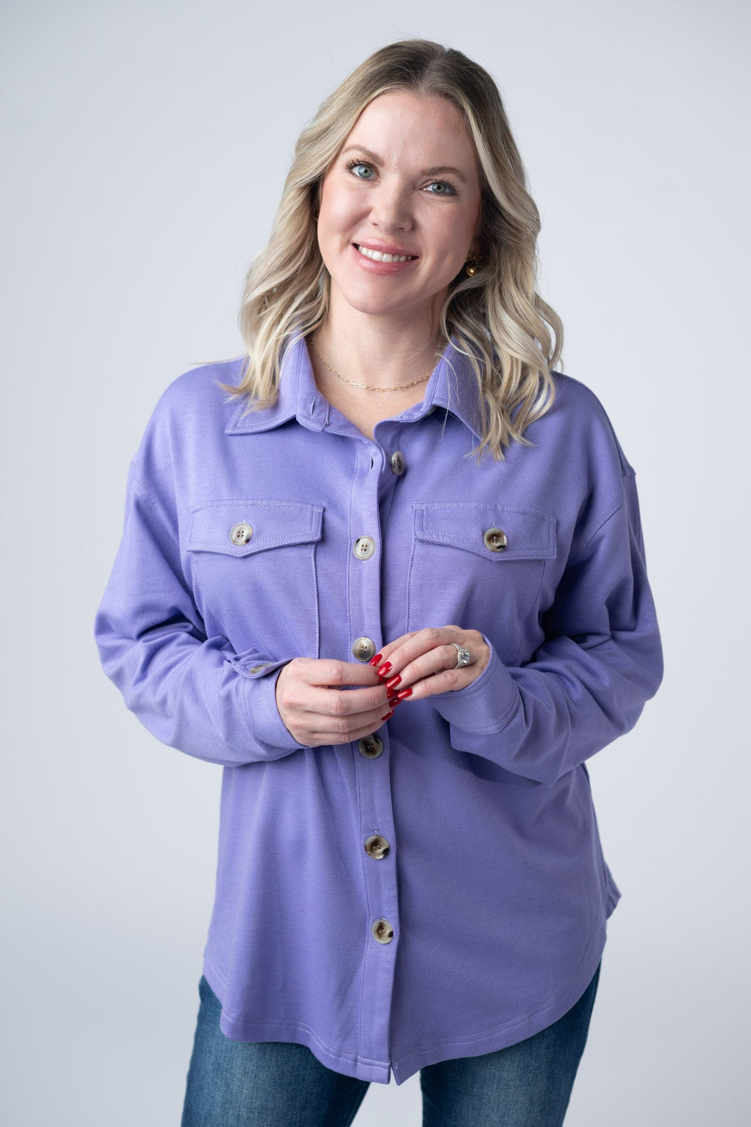 IN STOCK Brenna Button Down Top - Purple