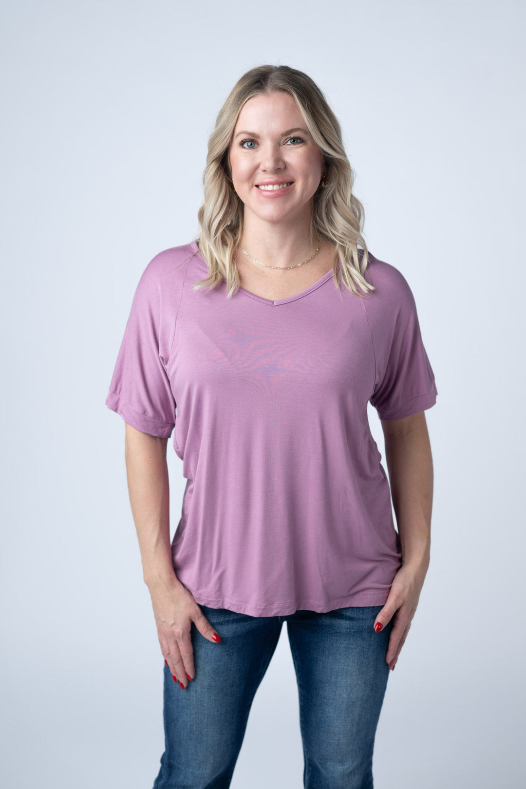 IN STOCK Bamboo V Neck Tee - Pink