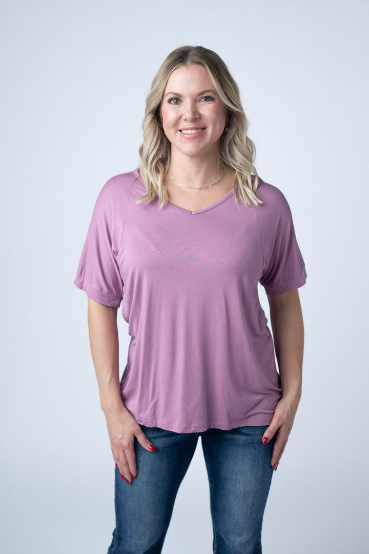 IN STOCK Bamboo V Neck Tee - Pink