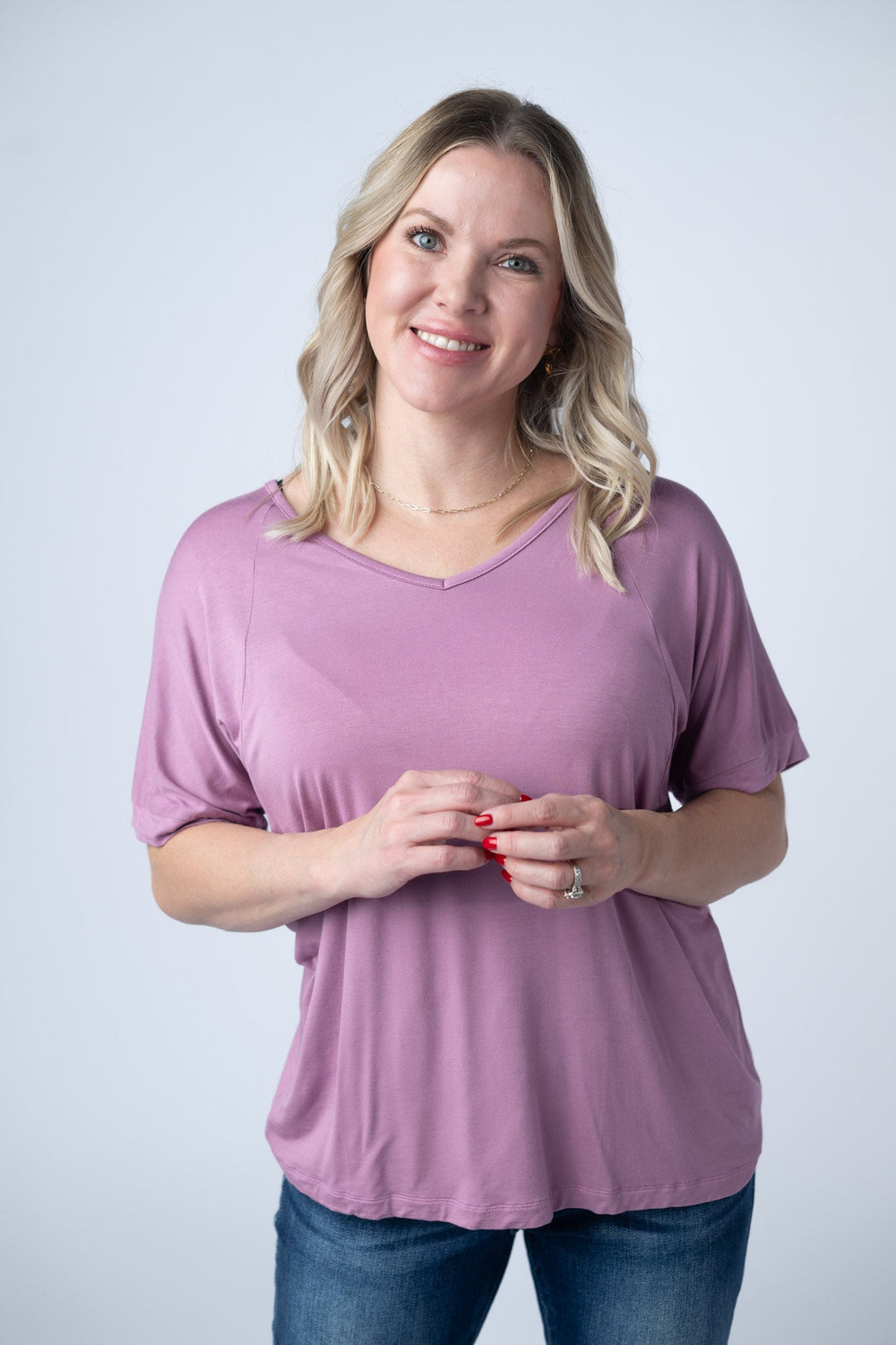 IN STOCK Bamboo V Neck Tee - Pink