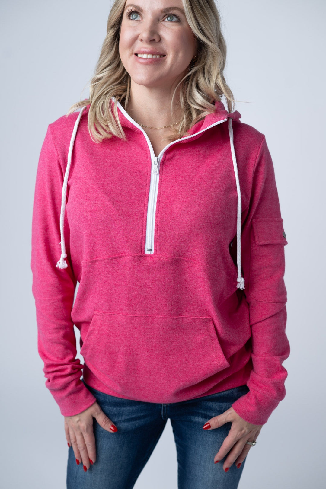 IN STOCK Pixie Pocket Halfzip Hoodie - Hot Pink
