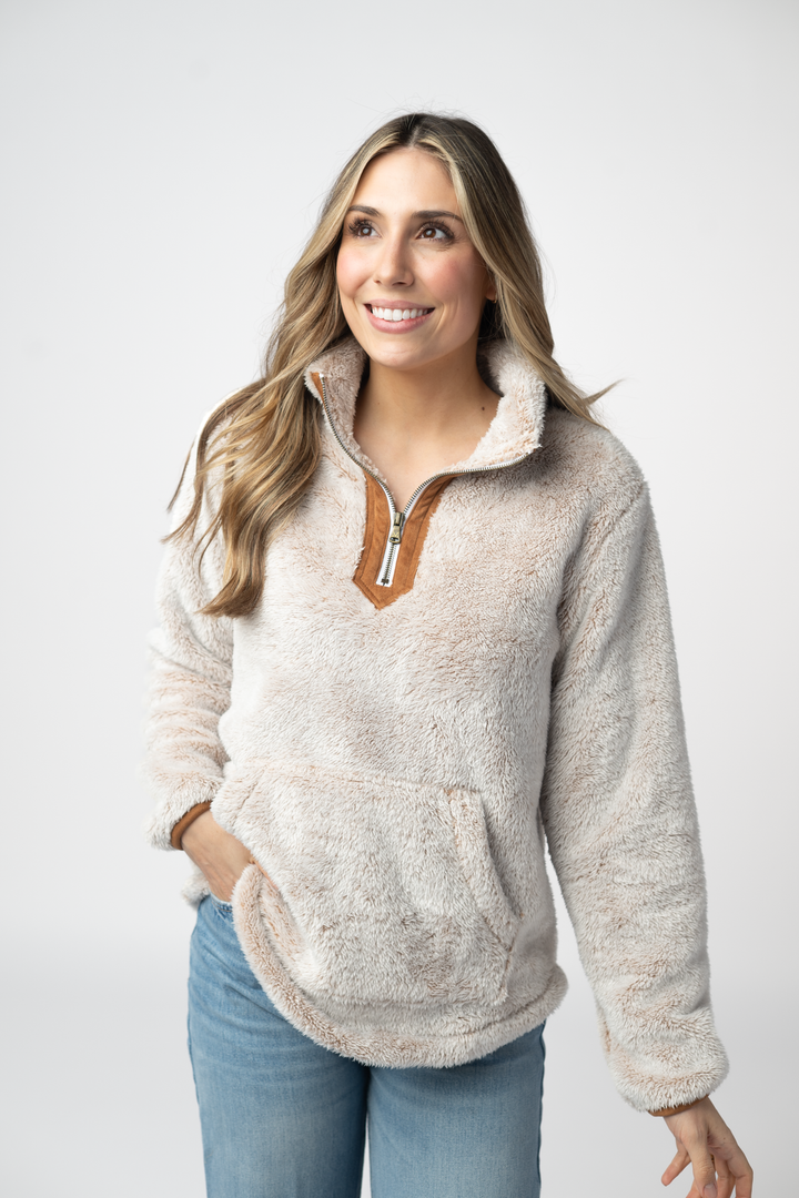 IN STOCK Ryan 1/4 Zip Sherpa - Camel