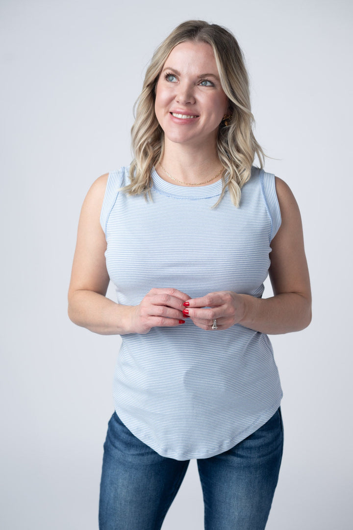 IN STOCK Morgan Micro Striped Tank - Periwinkle