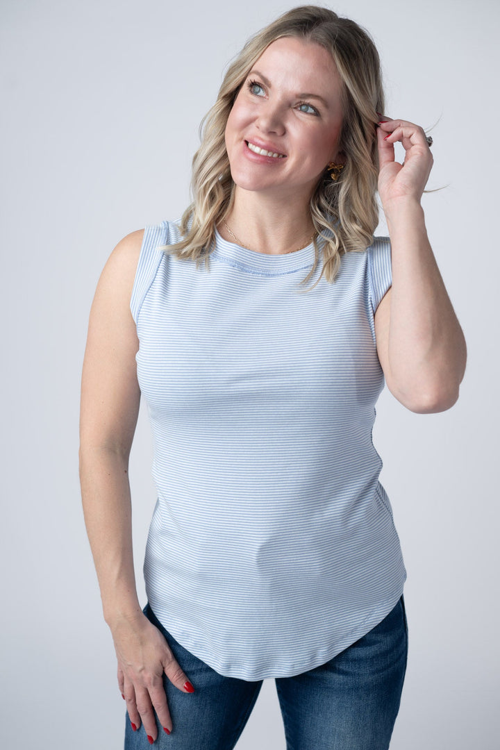 IN STOCK Morgan Micro Striped Tank - Periwinkle