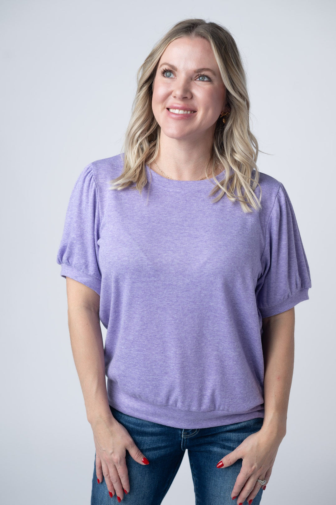 IN STOCK Katie Cozy Top - Heathered Purple