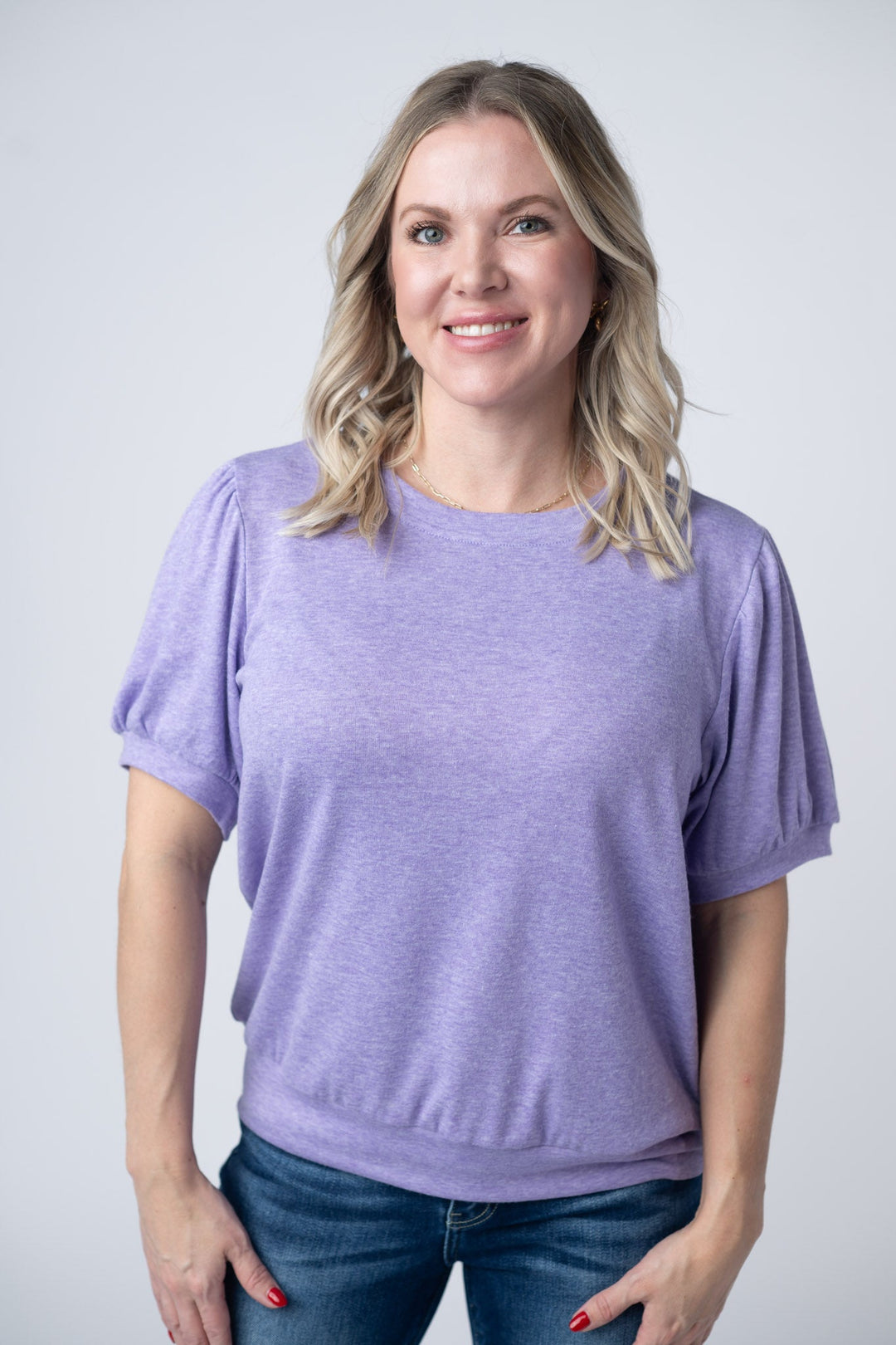 IN STOCK Katie Cozy Top - Heathered Purple