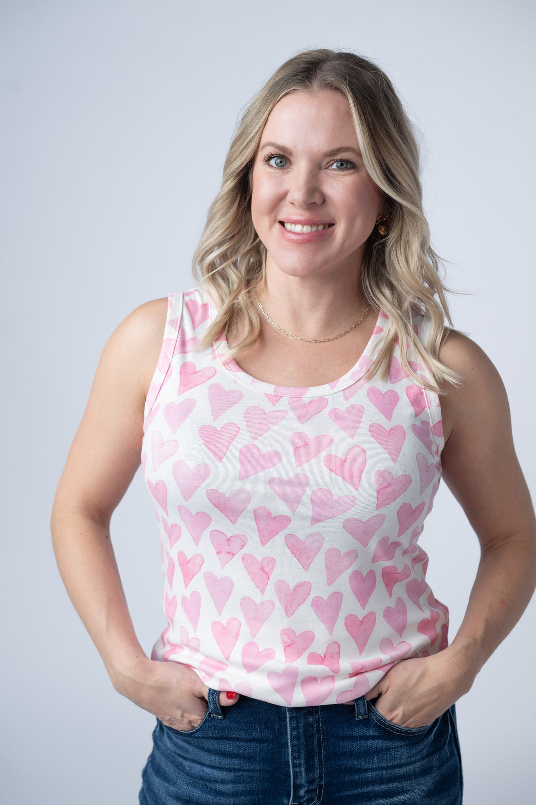 IN STOCK Ava Tank - Blushing Pink Hearts