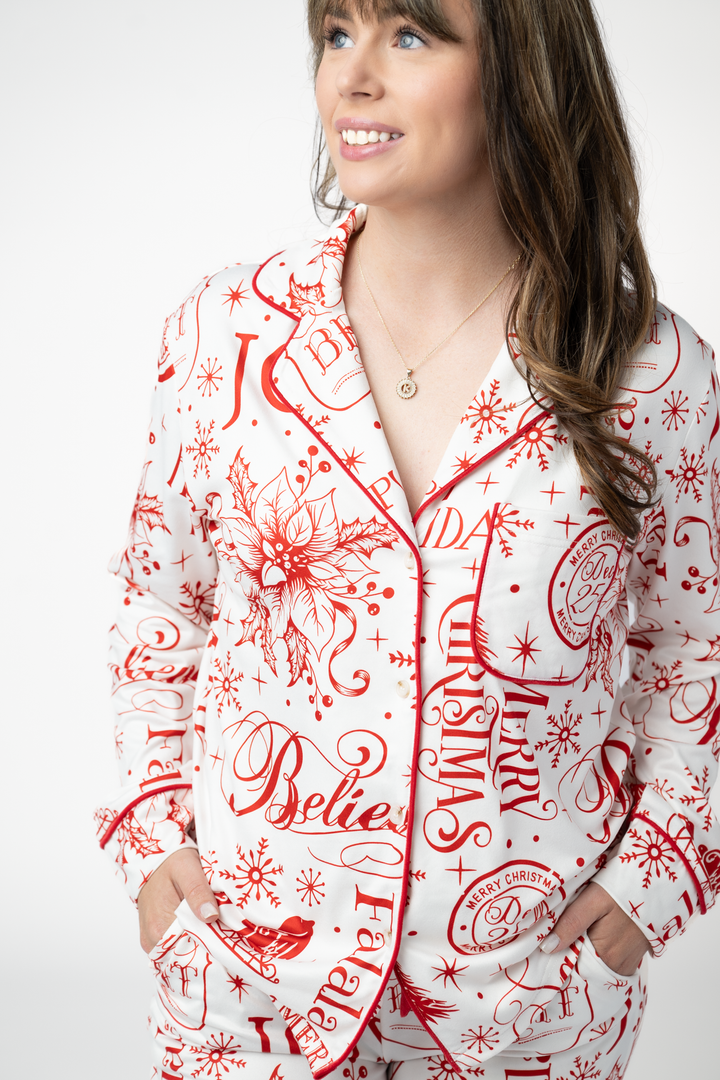 IN STOCK Pajama Top and Pants Set - Merry &amp; Bright