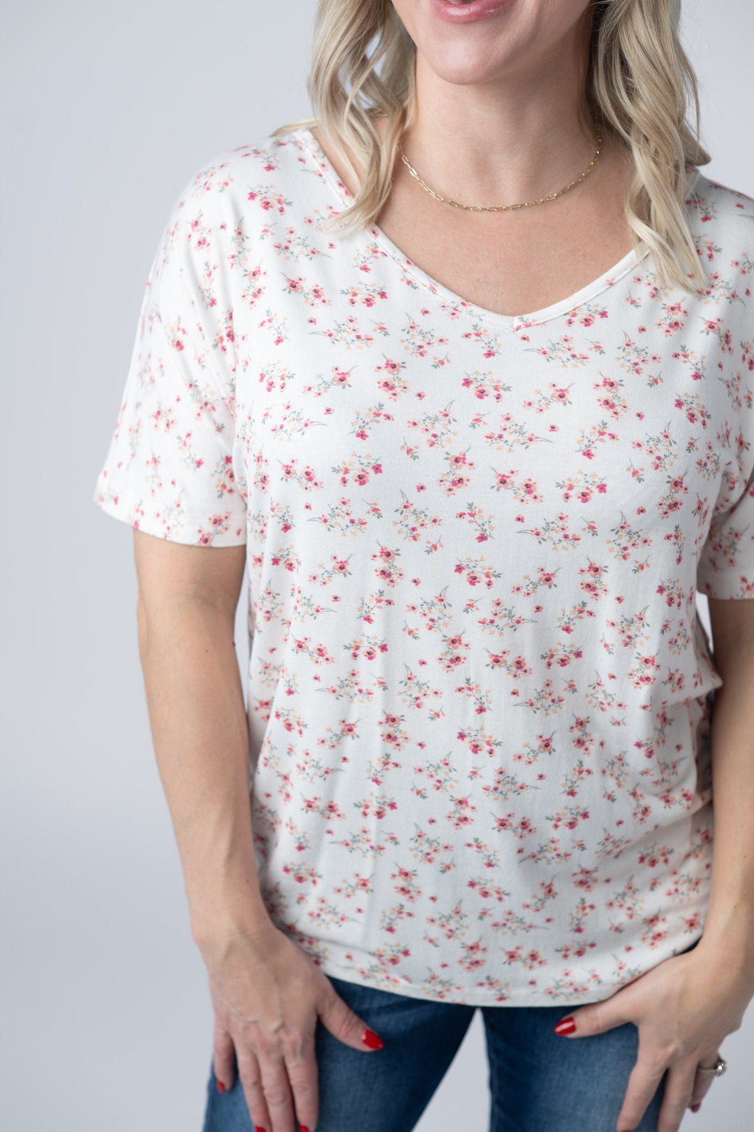 IN STOCK Chloe Cozy Tee - Micro Pink Floral