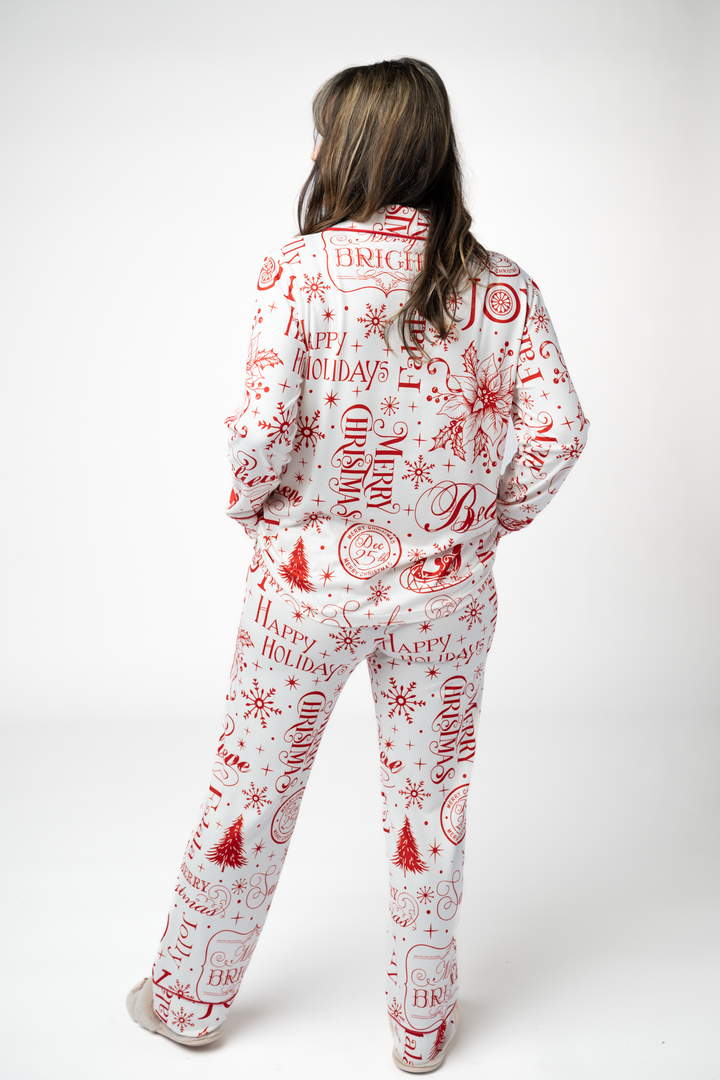IN STOCK Pajama Top and Pants Set - Merry &amp; Bright