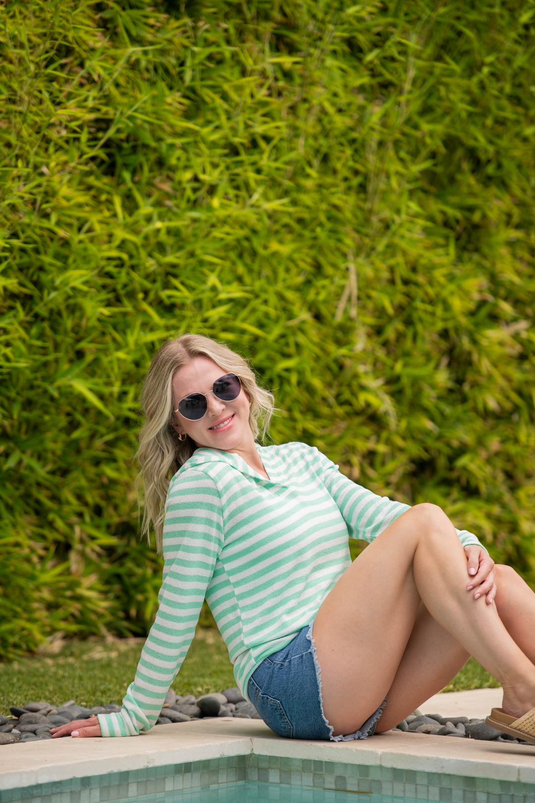 IN STOCK Amelia Striped Hoodie - Green