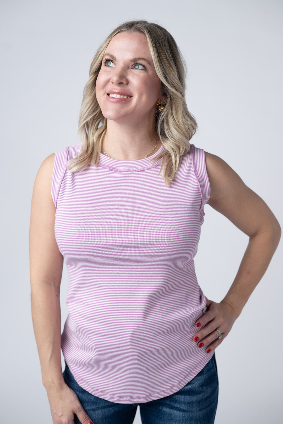 IN STOCK Morgan Micro Striped Tank - Orchid