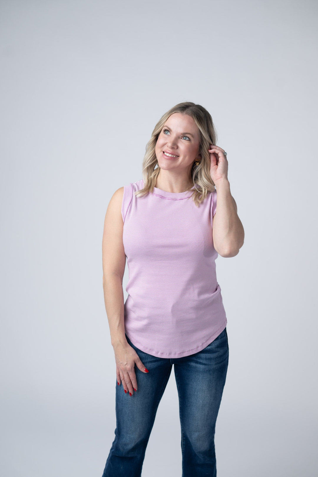 IN STOCK Morgan Micro Striped Tank - Orchid