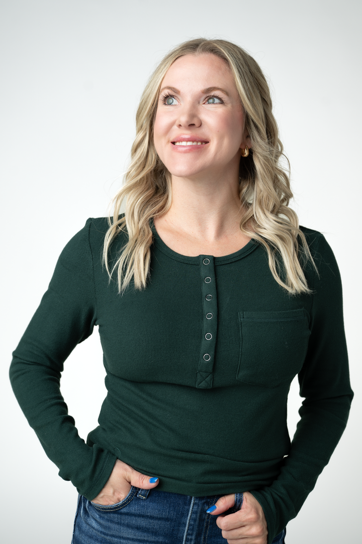 IN STOCK Georgia Long Sleeve Top - Evergreen