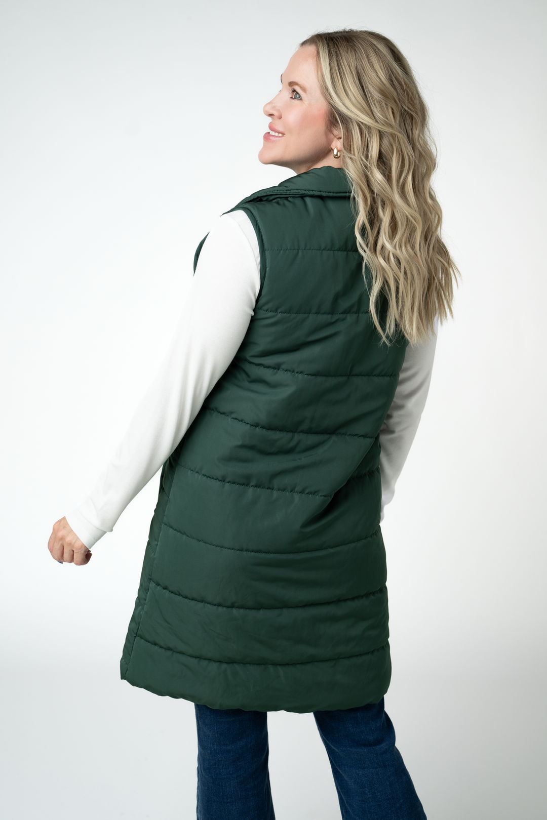 IN STOCK Harlow Long Vest - Evergreen