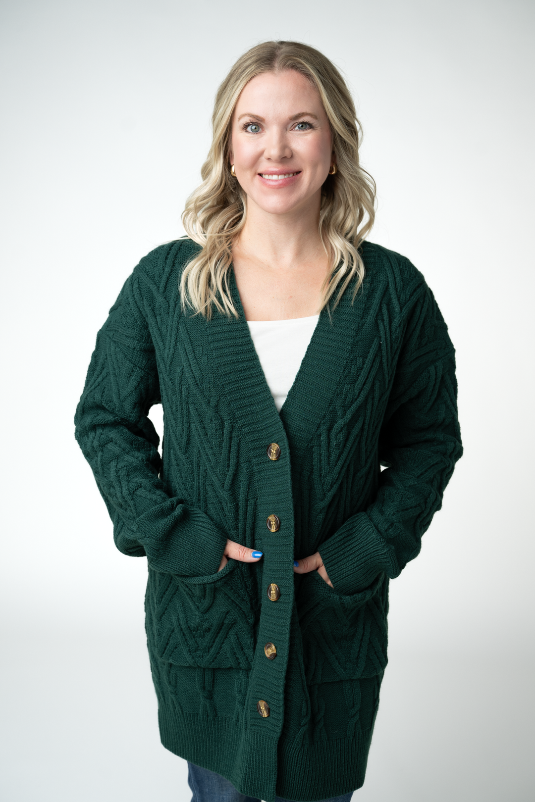 IN STOCK Brooks Button Sweater Cardigan - Evergreen