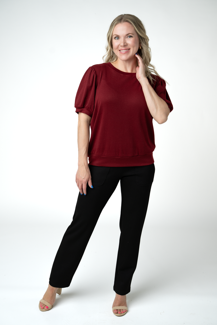IN STOCK Katie Cozy Top - Cranberry