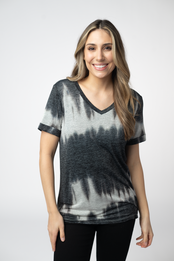 IN STOCK Sophie Top - Ombre Micro Stripes Midnight and White
