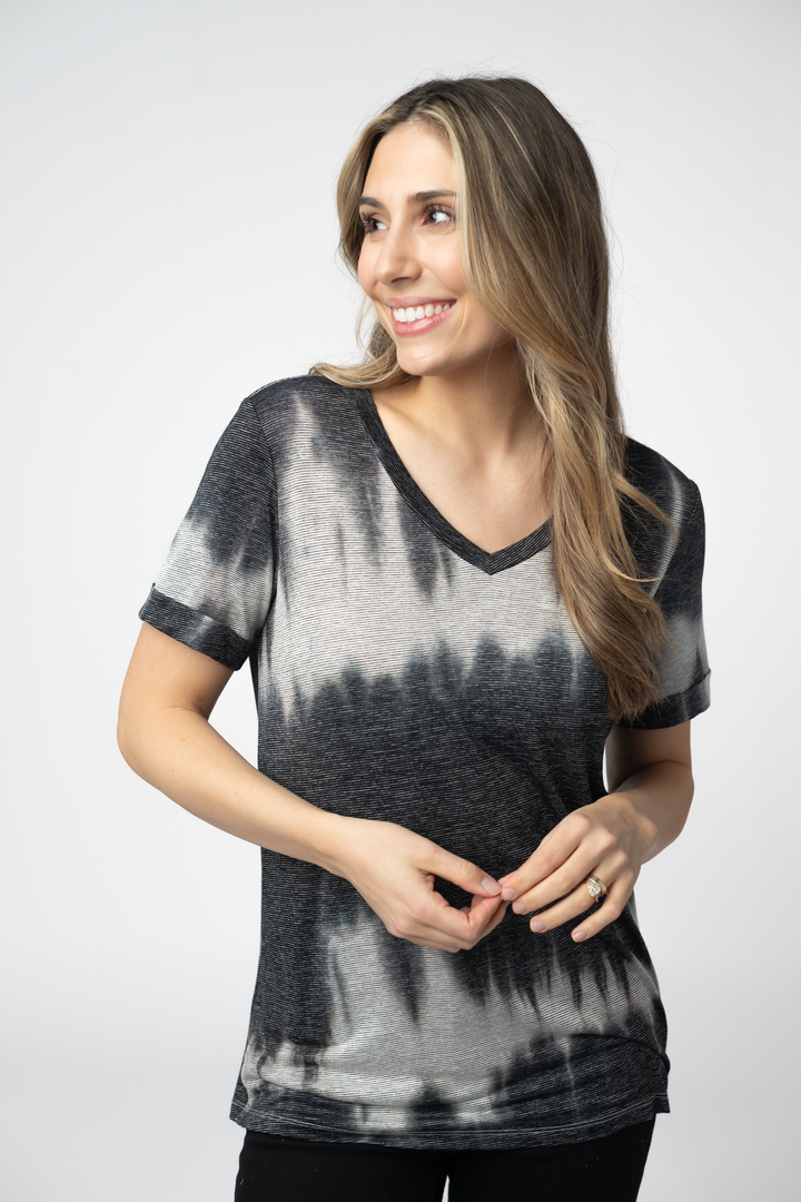 IN STOCK Sophie Top - Ombre Micro Stripes Midnight and White