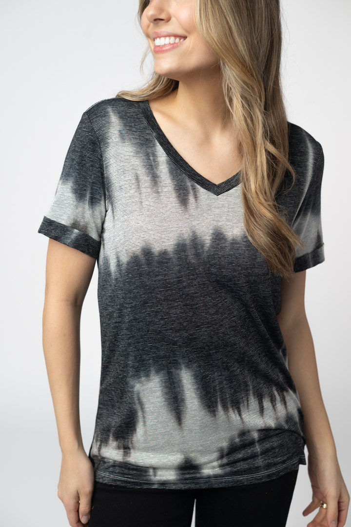 IN STOCK Sophie Top - Ombre Micro Stripes Midnight and White