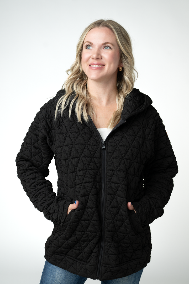 IN STOCK Geometric Fullzip Hoodie - Black