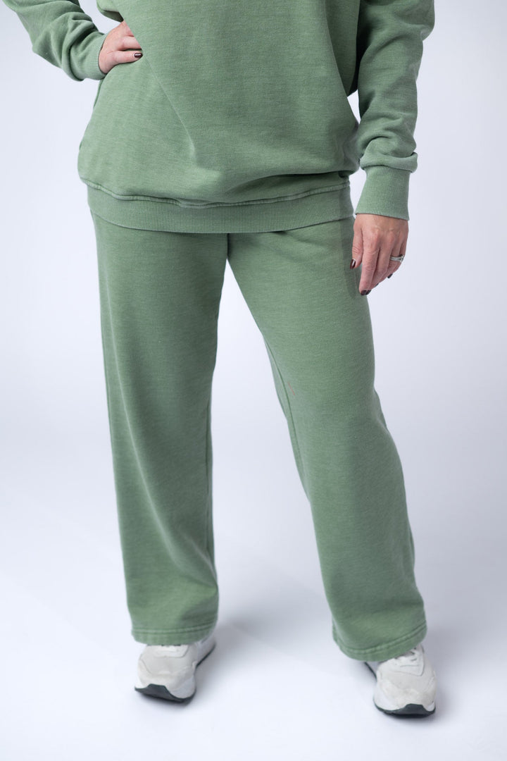 IN STOCK Wide Leg Vintage Wash Bottoms - Olive