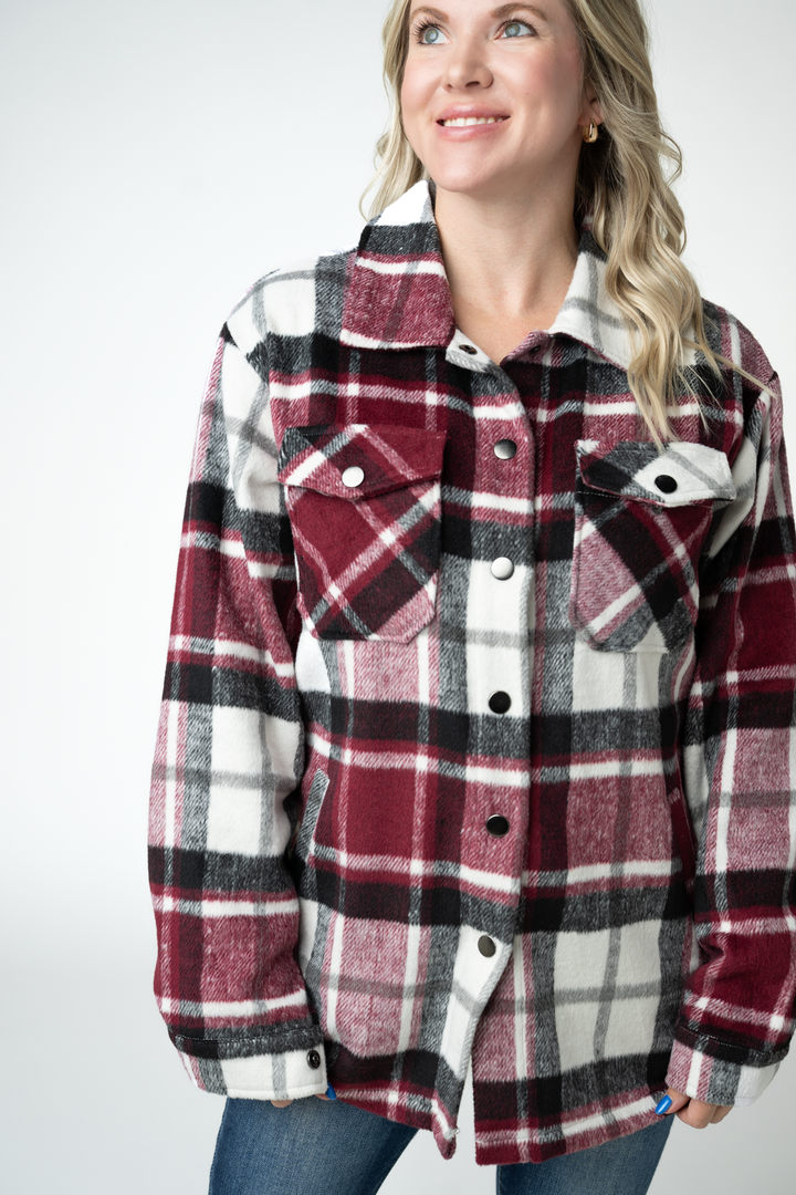 IN STOCK Norah Shacket - Merlot Plaid Mix