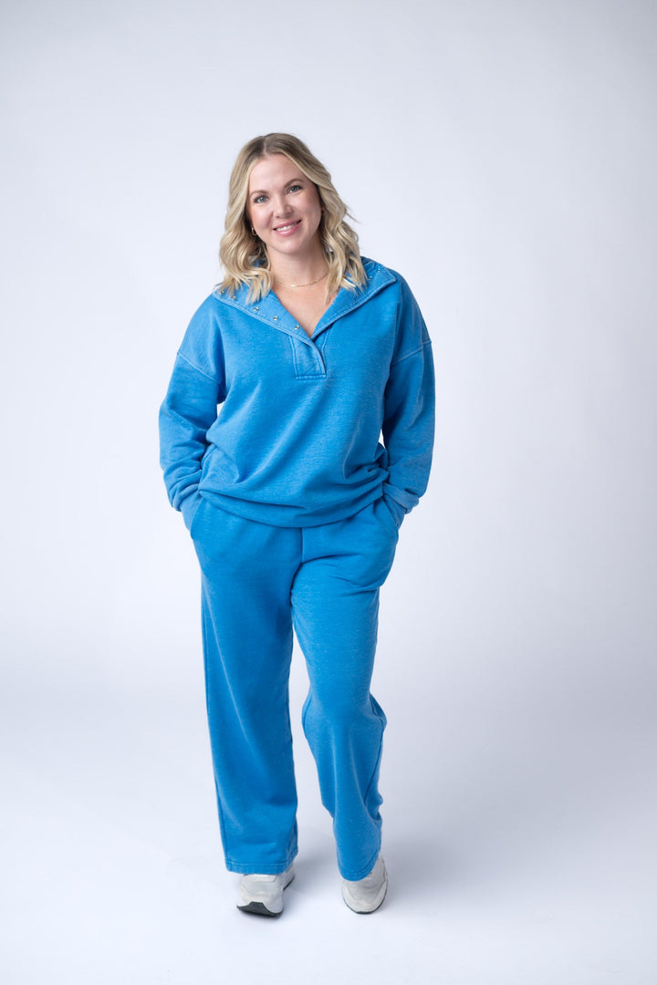 IN STOCK Jesse Vintage Wash Snap Pullover - Winter Blue