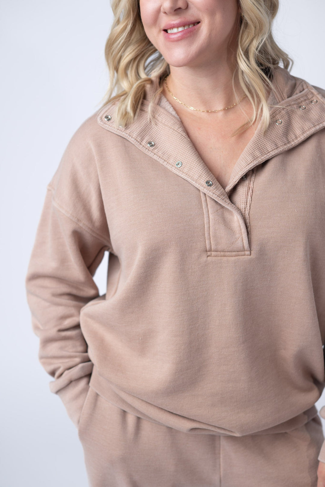 IN STOCK Jesse Vintage Wash Snap Pullover - Tan