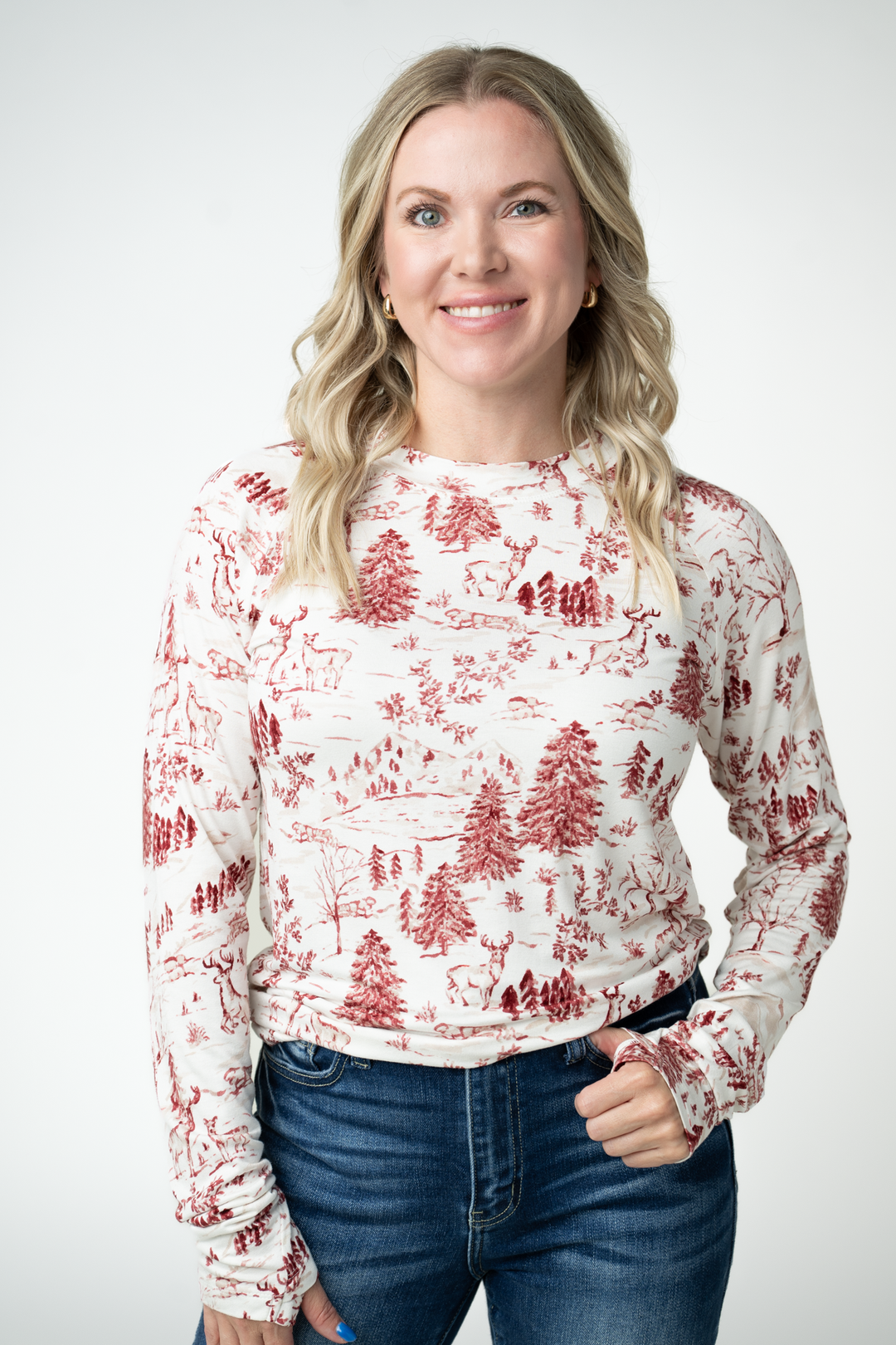 IN STOCK Blair Long Sleeve Top - Cranberry Woodland