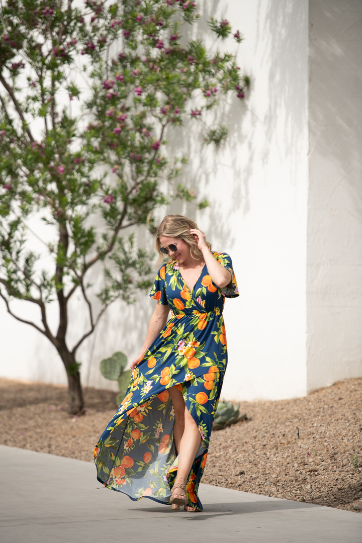 IN STOCK Harley High-Low Dress - Navy Citrus FINAL SALE