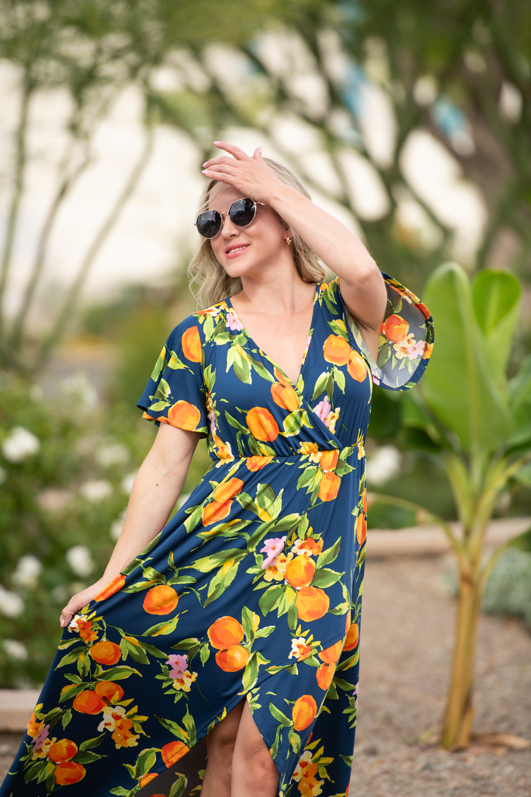 IN STOCK Harley High-Low Dress - Navy Citrus FINAL SALE