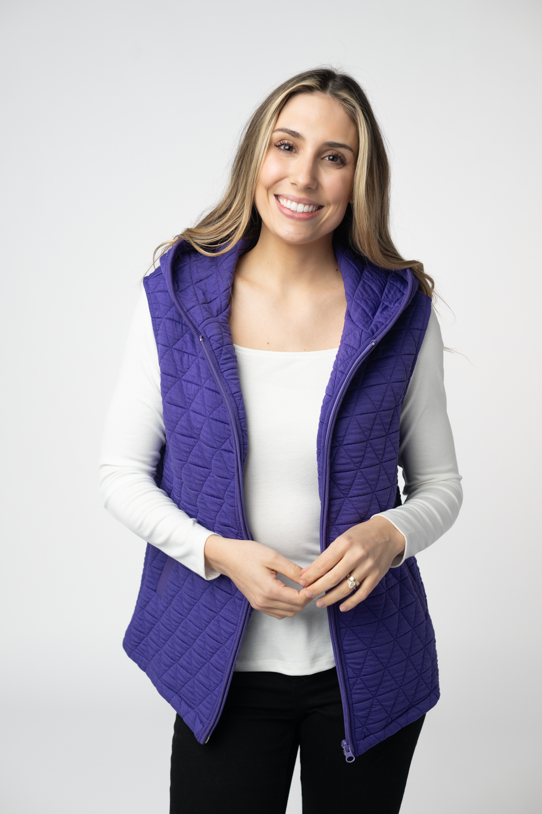 IN STOCK Heather Geometric Hooded Vest - Purple