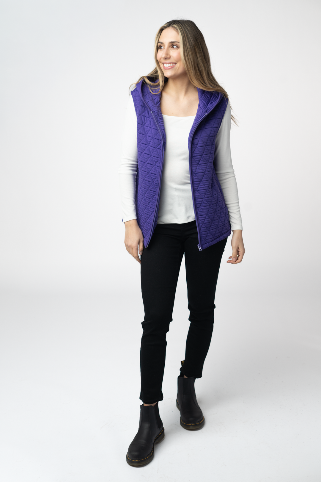 IN STOCK Heather Geometric Hooded Vest - Purple