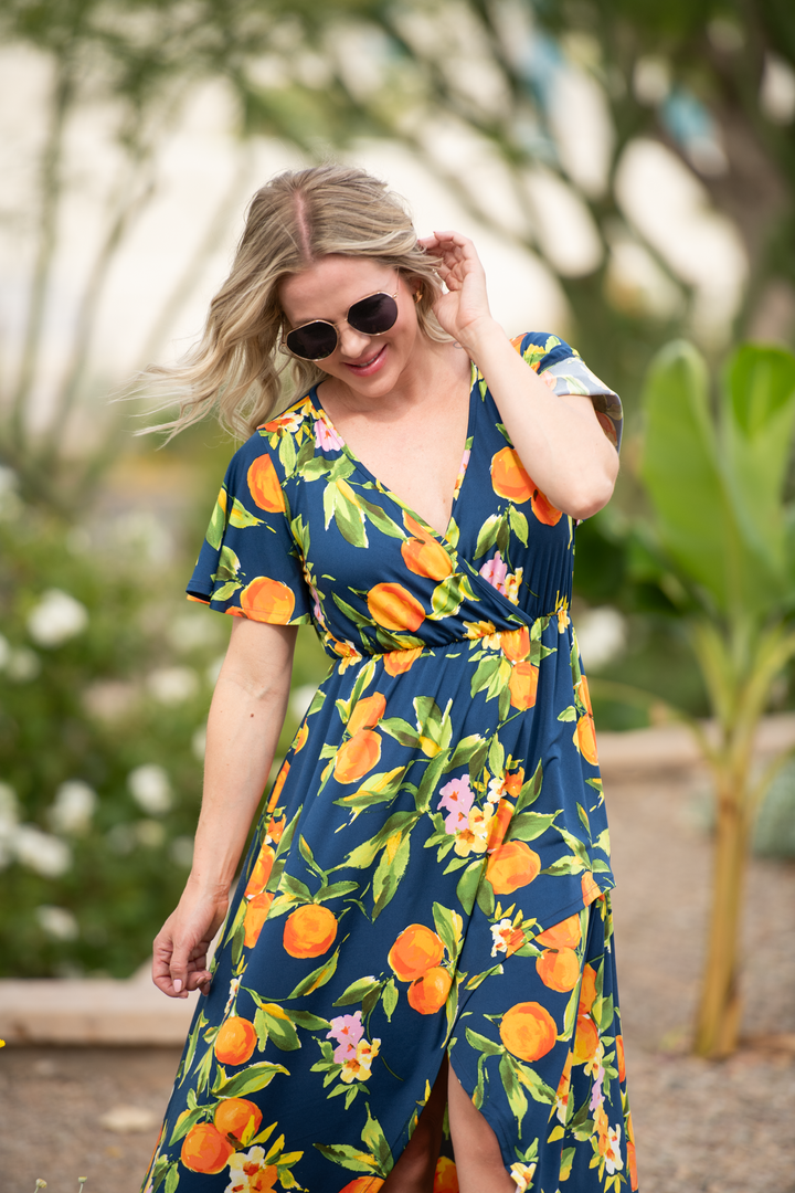 IN STOCK Harley High-Low Dress - Navy Citrus FINAL SALE