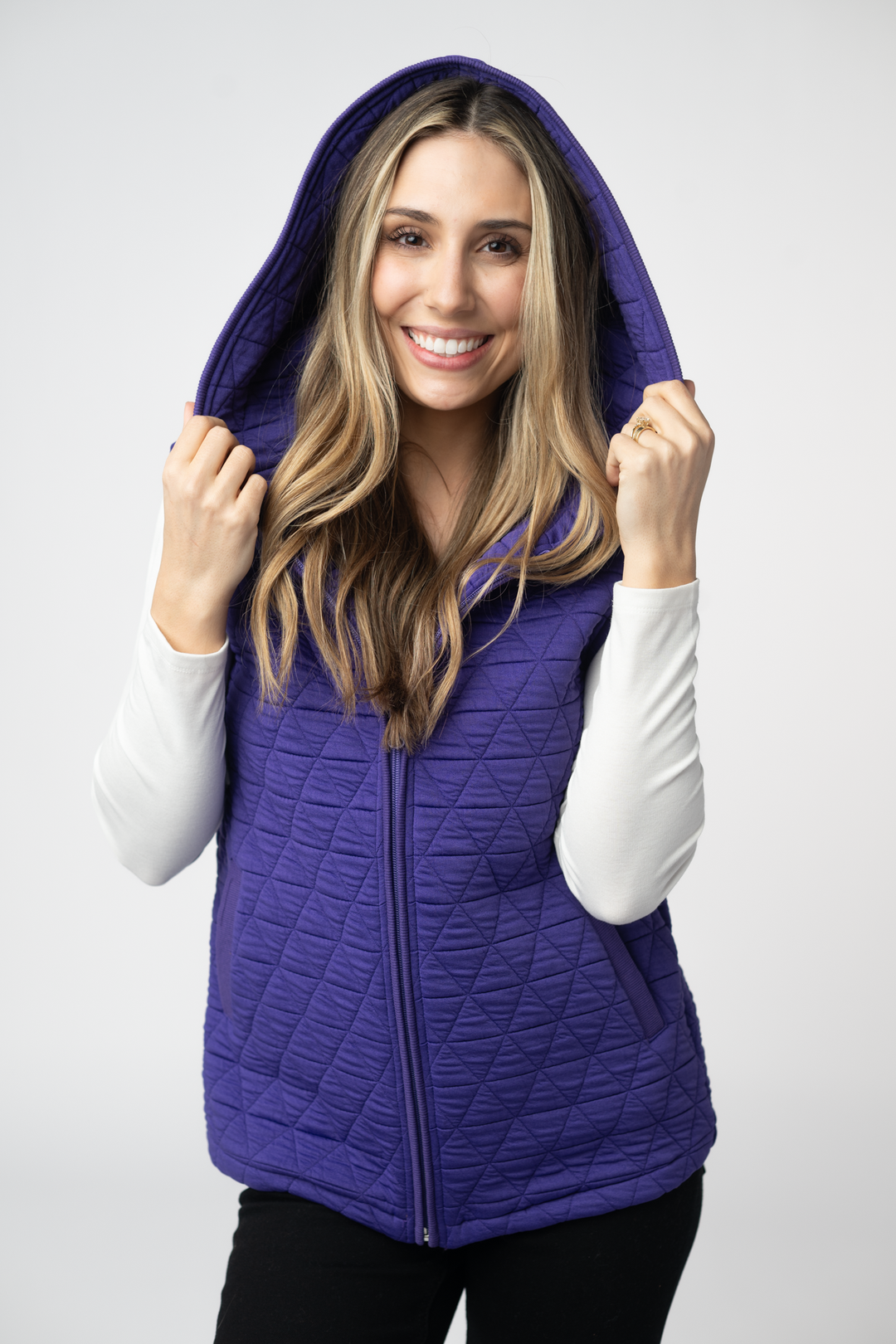 IN STOCK Heather Geometric Hooded Vest - Purple