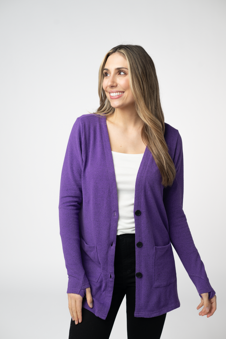 IN STOCK Cori Cardigan - Heathered Purple