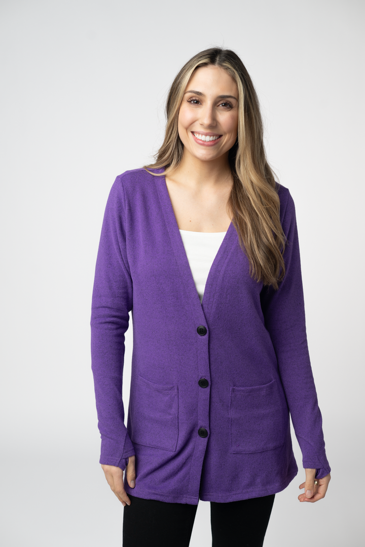 IN STOCK Cori Cardigan - Heathered Purple