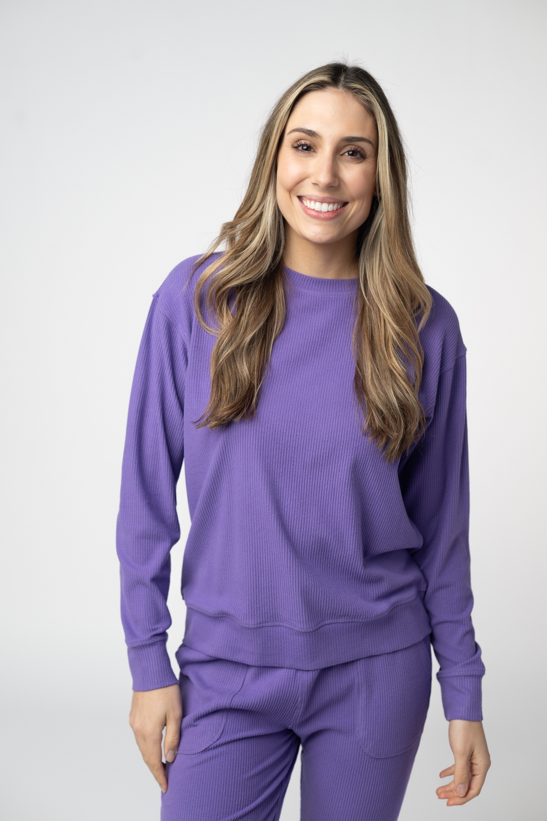 IN STOCK Corrine Ribbed Pullover Top - Purple