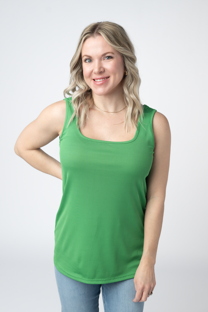 IN STOCK Rachel Ribbed Tank - Kelly Green