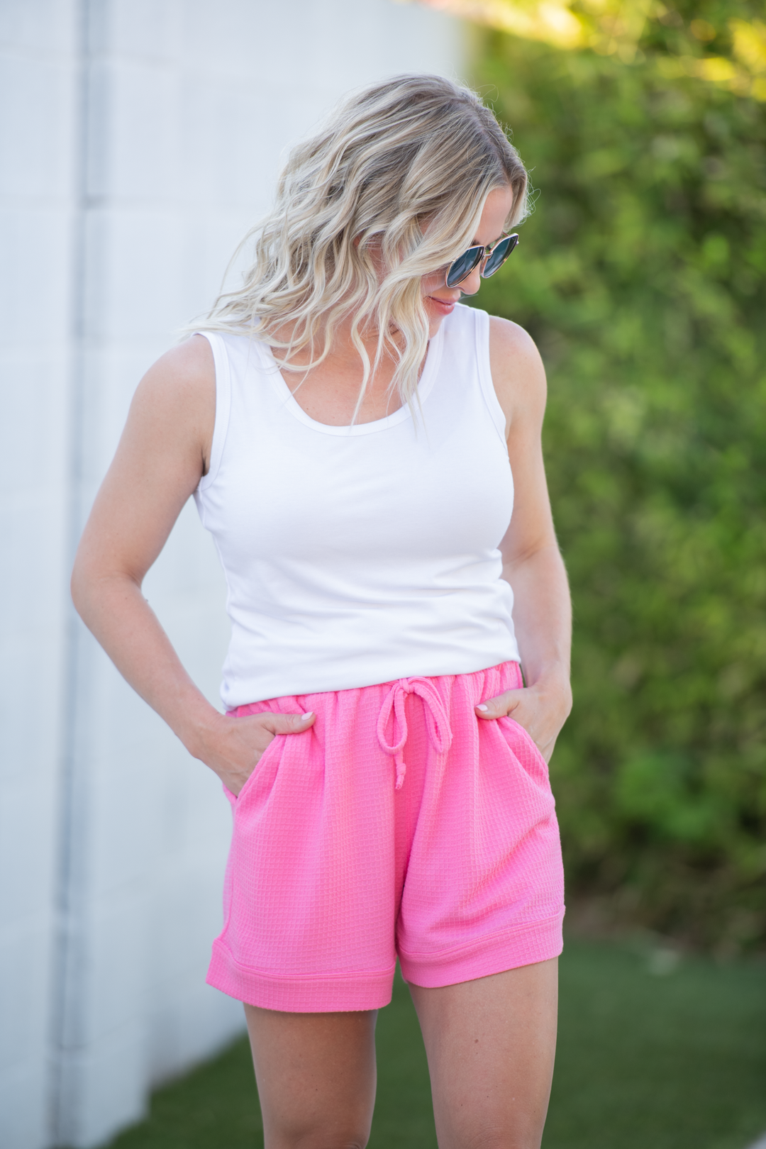 IN STOCK Weslie Waffle Shorts - Pink