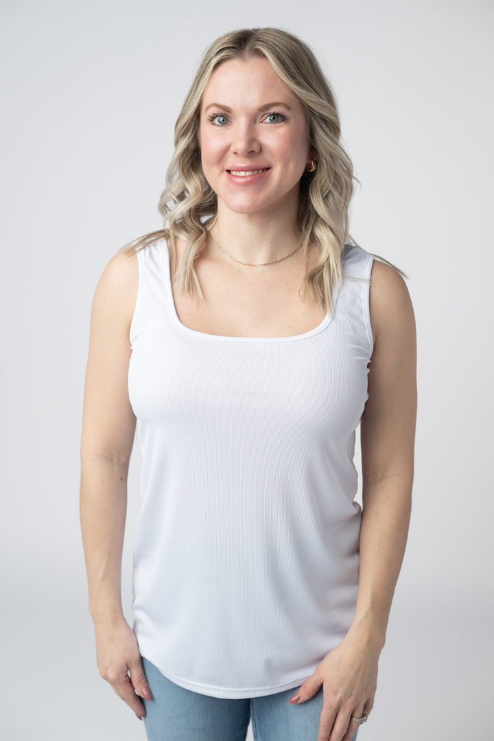 IN STOCK Rachel Ribbed Tank - White FINAL SALE