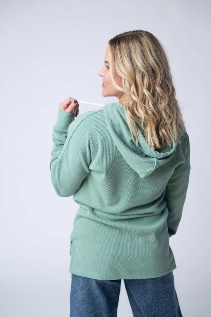 IN STOCK Kacey Ribbed Hoodie - Sage