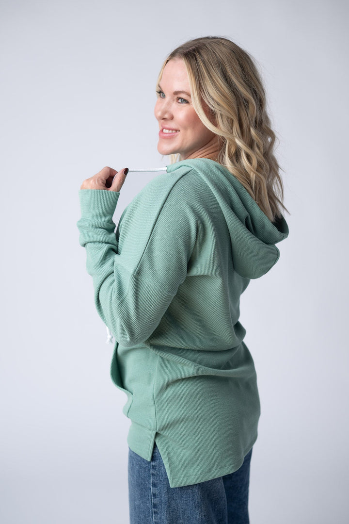 IN STOCK Kacey Ribbed Hoodie - Sage